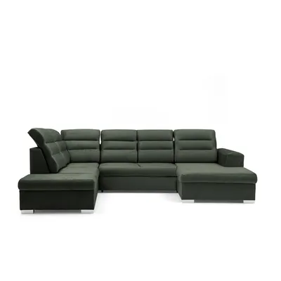 Produktbild von MUFFO Ecksofa U-Form CLOUD U Links mit Schlaffunktion 120x252 Velours Dunkelgrün