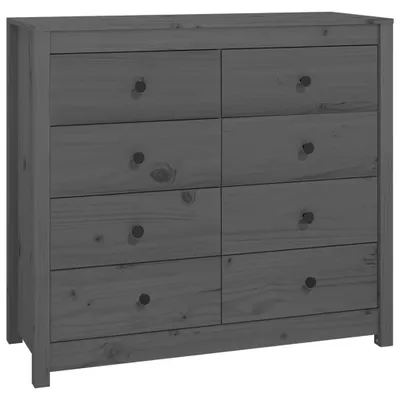 Produktbild von Beistellschrank Grau 100x40x90 cm Massivholz Kiefer