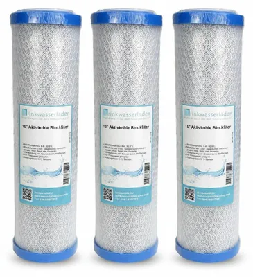 Produktbild von 3x Aktivkohleblock 10' Ersatzfilter Trinkwasserfilter Umkehrosmose