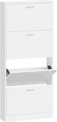 Obrázok produktu pre vidaXL Skriňa na topánky s vysokým leskom biela 59x17x150 cm Drevo Materiál