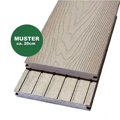 Produktbild von Handmuster WPC Terrassendiele, 18 x 146 mm, hellgrau (WoodoMalta)