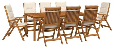 Imagen del producto de Juego de jardín de 9 piezas, fabricado en madera maciza de acacia natural