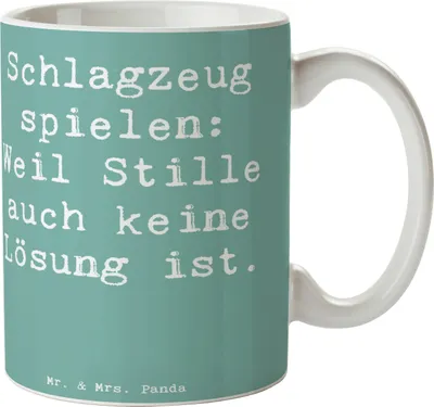 Produktbild von Mr. & Mrs. Panda Kaffeebecher Spruch Schlagzeug Magie - Meeresbrise - Geschenk, Lernen, Trinkbecher, Tasse, Musik, Keramiktasse, Henkelpott, Instrument, Trommeln, Band