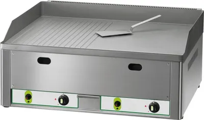 Produktbild von KBS Gasgrillplatte 8 Kw 2 Heizzonen 1/2 Glatt + 1/2 Gerillt Piezozündung
