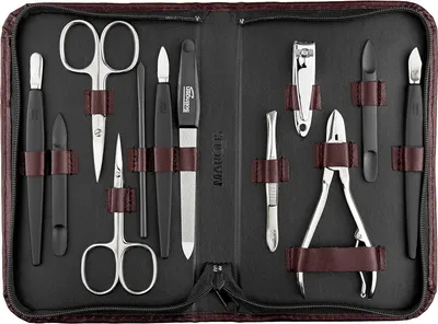 Produktbild von marQus Solingen Maniküre-Set 12-teilig – Echt-Leder-Etui – Rot