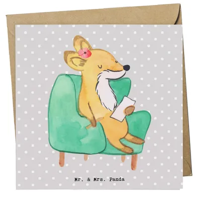 Produktbild von Mr. & Mrs. Panda Grußkarte Therapeutin Herz - Grau Pastell - Geschenk, anlasskarte, faltkarte, Glückwunschkarte, Klappkarte, doppelkarte