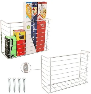 Image de 2 paniers de rangement muraux à fils métalliques pour cuisine rustique