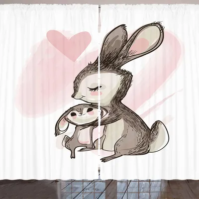 Immagine prodotto di ARANDE Tenda per la Festa della Mamma, disegno di un coniglietto con la sua mamma, tema "Buona Festa della Mamma", 280 x 225 cm, rosa pallido eggshell
