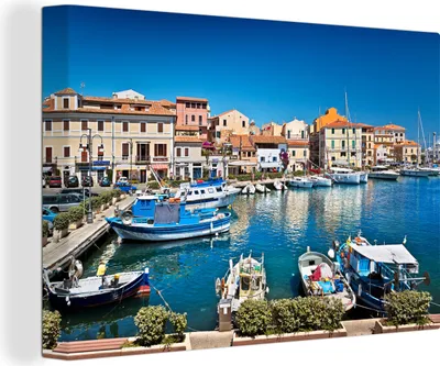 Produktbild von OneMillionCanvasses® - Leinwandbilder - 140x90 cm, Hafen in La Maddalena auf Sardinien, Wandbilder Kunstdruck Wanddekoration