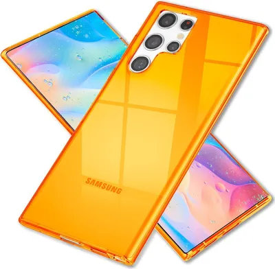 Produktbild von NALIA Klare Neon Handyhülle für Samsung Galaxy S22 Ultra, Durchsichtig Bunt Leuchtend, Dünne Schutzhülle Cover Orange