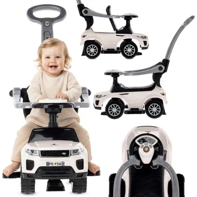 Produktbild von Lauflernwagen mit Schiebegriff und Klemme, Sportwagen-Design, weiß