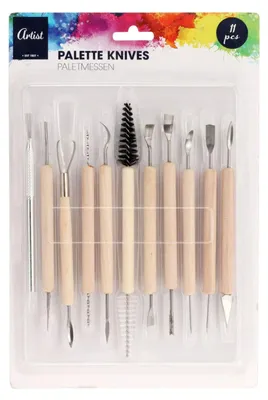 Image de Set de couteaux à palettes Peindre 11 pièces bois métal Multicolore Enfants