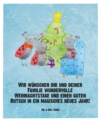 Produktbild von Mr. & Mrs. Panda Tagesdecke Weihnachten Smörle - Eisblau - Geschenk, Pfefferminzstange, Sofadecke, Bettdecke, Weihnachtsbaum, Decke, Nikolaus, Tannennadeln, Kuscheldecke