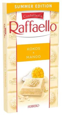 Produktbild von Ferrero Raffaello Tafel Kokos und Mango Sommergenuss Packung 90g