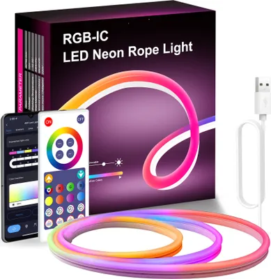 Produktbild von ANTCOOL Neon LED Lichtleiste 3m, RGBIC Neonlicht mit App-Steuerung, Musiksynchronisation, DIY Farbwechsel Lichtleiste, Neonlichtleiste für Decke, Küche, Gaming