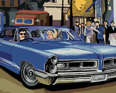 Image de Zuty - Peinture par numéros - VOITURE RÉTRO BLEUE, 40 x 50 cm, sans cadre et sans tension de la toile