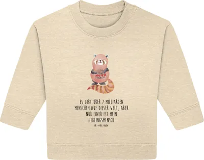 Produktbild von Mr. & Mrs. Panda Organic Baby Pullover Roter Panda 6. - 12. Monat - Natural Raw - Geschenk, Bullover, Rot, Lustige Sprüche, Lieblingsmensch, Liebe, Herz, Liebling