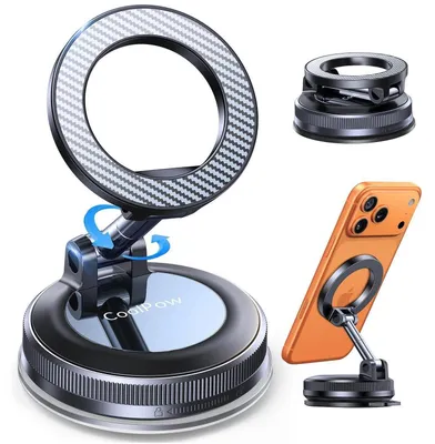 Produktbild von Handyhalterung Auto Magnetisch 360° Drehbar Vakuum Nano-Gel Saugnapf für iPhone Magsafe Zubehör Innenraum Kohlefaser