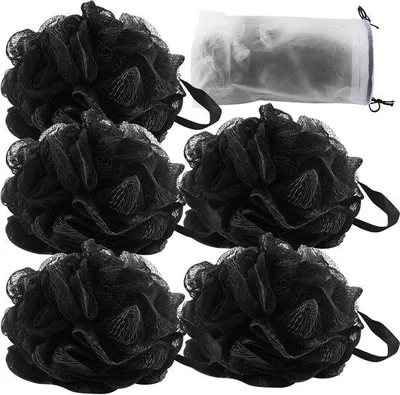 Immagine prodotto di Spugna esfoliante, spugna di luffa, scrub, spazzola, spugna da doccia, rete, spugna nera a forma di pouf