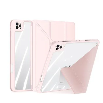 Produktbild von Hülle für iPad8/9/10/11 10.2, Multifunktionale iPad Hülle mit abnehmbarem Cover, Ständer, Stifthalter, transparent, Rosa