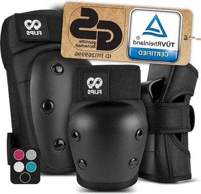 Produktbild von Famanu Schutzset für Skateboarding - 6-teilig für Erwachsene und Jugendliche - Knie-, Ellenbogen- und Handgelenkschoner