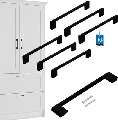 Immagine prodotto di KOTARBAU® Set di 6 maniglie per mobili nero 190 mm maniglie per mobili ZnAl maniglie per mobili maniglie per armadi da cucina maniglie per cassetti maniglie per mobili maniglie per armadi da cucina maniglie per ante di mobili maniglia per barre di mobili