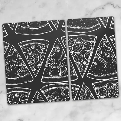 Produktbild von Glas-Herdabdeckplatten Glaskeramikkochfeld-Abdeckung Spritzschutz Schneidebrett Zweiteilige Glas 70x52 cm Pizza