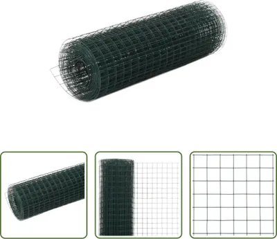 Image de The Living Store Clôture en fil de fer acier avec revêtement PVC 25x0,5 m vert