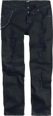 Produktbild von Rock Rebel by EMP Herren schwarze Destroyed-Jeans mit Kette W30L32