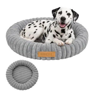 Image de Dogeste Donut panier pour chien 90 cm rond, coussin doux et moelleux, lavable, fond antidérapant