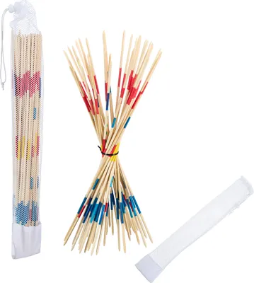 Zdjęcie produktu dla Relaxdays Gigantyczne mikado, zestaw 2 sztuk po 41 pałeczek z torbą, mikado XXL na świeżym powietrzu dla dzieci i dorosłych, bambusowe pałeczki 50 cm, kolorowe