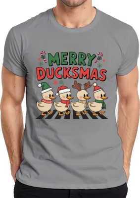 Obrázok produktu pre Merry Duckmas Duck Antlers - Christmas Xmas Christmas pánske tričko, sivá, S
