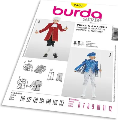 Obrázek produktu pro Střih Burda 2461 - Kostým princ, Mozart