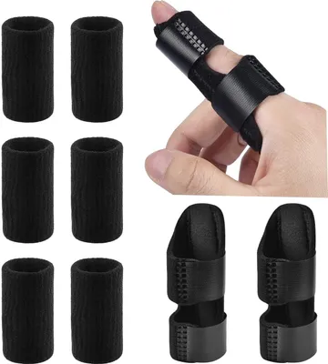 Produktbild von Sopito Fingerschienen, 2 Stück Finger Schiene mit 6 stück Nylonhülsen, Fingerschiene Kapselriss für Gebrochene Finger Arthritis Knöchel Immobilisierung
