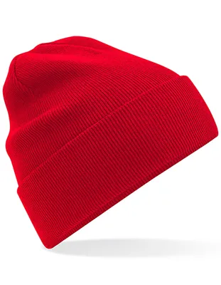 Produktbild von Beechfield B45N | Organic Baumwolle Original Cuffed Beanie - 100% Baumwolle - Farbe: Classic Red - Größe: One Size