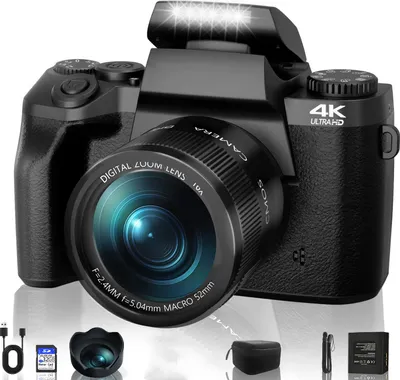 Zdjęcie produktu dla Aparat cyfrowy o rozdzielczości 64 megapikseli, podwójny aparat fotograficzny, aparat kompaktowy (64 MP, Wi-Fi, w tym obiektyw stałoogniskowy 52 mm)
