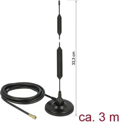 Produktbild von DeLOCK 12418, 5 dBi, 0.824 - 0.96 / 1.71 - 1.99 GHz, 50 Ohm, Omnidirektionale Antenne, SMA, Männlich