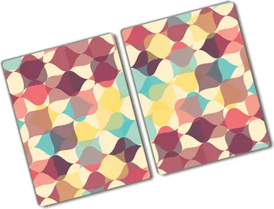 Produktbild von Tulup Glas Herdabdeckplatte - 2x40x52 cm - Glaskeramikkochfeld-Abdeckung Spritzschutz Glasabdeckplatte Kochplattenabdeckung und Schneidebrett - Zweiteilig - Sonstige - Geometrische Figuren - Mehrfarbig
