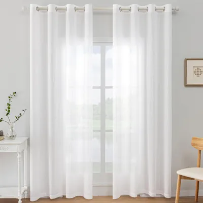 Imagen del producto de Juego de 2 cortinas transparentes - Blanco moderno, 140x245 cm