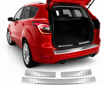 Immagine prodotto di Protezione per il bordo del bagagliaio, acciaio inossidabile, finitura opaca, interna ed esterna, compatibile con Ford Kuga II, anno di produzione 2012-2019