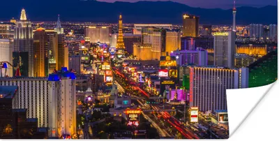 Produktbild von MuchoWow® Poster Nacht - Las Vegas - Lila 160x80 cm - Foto Poster
