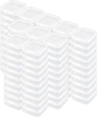 Produktbild von Famanu Mini Aufbewahrungsbox transparent - 100 Stück - Für kleine Gegenstände und Bastelprojekte - 45x45x20 mm