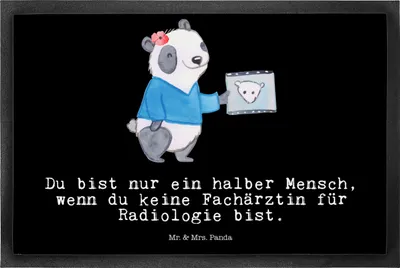 Produktbild von Mr. & Mrs. Panda Bodenvorleger Fachärztin für Radiologie Herz 50 x 75 cm - Schwarz - Geschenk, Gummimatte, fußmatte, Schmutzmatte, Vorleger, Schmutzfangmatte