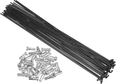 Productafbeelding van Set van 36 fietsbinnenbanden van koolstofstaal, 14 gauge, 242 mm lang, zwart, met dopjes