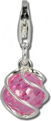 Image de SilberDream Charm pendentif boule rose zirconium 925 argent véritable FC200P