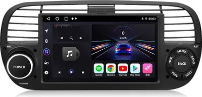 Zdjęcie produktu dla Radio samochodowe Android 2Din do Fiat 500 czarny od 2007 Navi Carplay RDS WIFI DSP GPS DAB+ 2+64GB