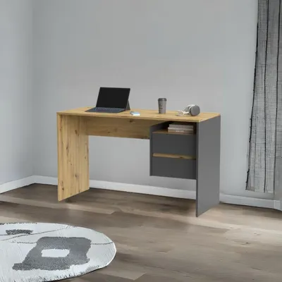 Immagine prodotto di Scrivania con 2 cassetti Paco3 125x51,6x75,5H colore rovere e antracite