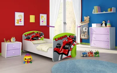 Produktbild von ACMA I Jugendbett Kinderbett Junior-Bett Komplett-Set mit Matratze Lattenrost Weiß 06 Formel 1 140x70