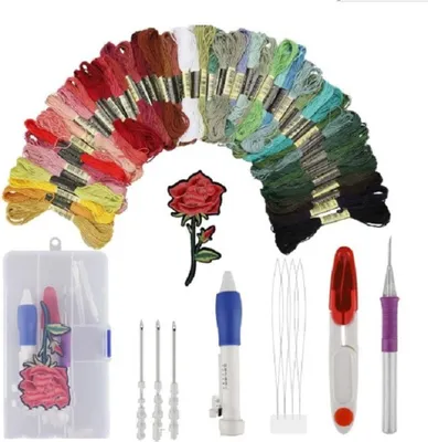 Produktbild von Punch Needle Stickerei Set für Anfänger, Kreuzstich & DIY Stickset, Stickstift & Craft Tools für Nähen, Stricken & Basteln