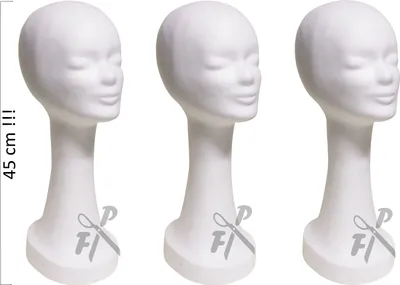 Produktbild von 3 x FP Styroporkopf extra hoch ca. 45 cm - weiss
